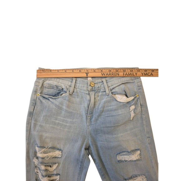 FRAME le Skinny de Jeanne Distressed Light Wash Jeans Stretch Denim Jeans sz 29 - Picture 3 of 7